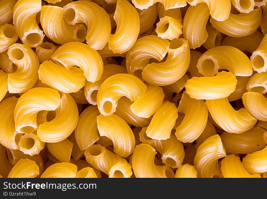 Top view of Italian uncooked chifferi pasta