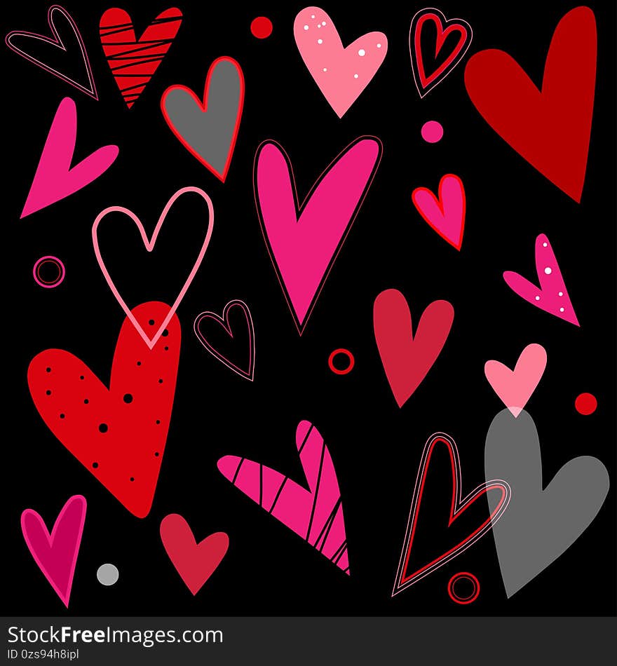 Valentine`s day,Heart shape on a black background,Vector