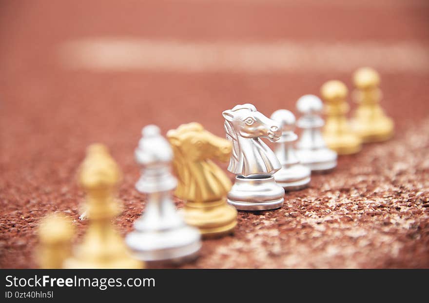 Chess game ,fighting for leader of business marketing competition concept