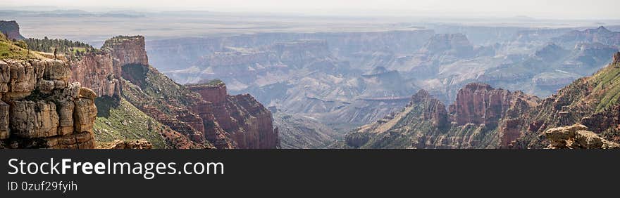 Grand Canyon wide panorama view from Saddle Mountain Overlook, Arizona