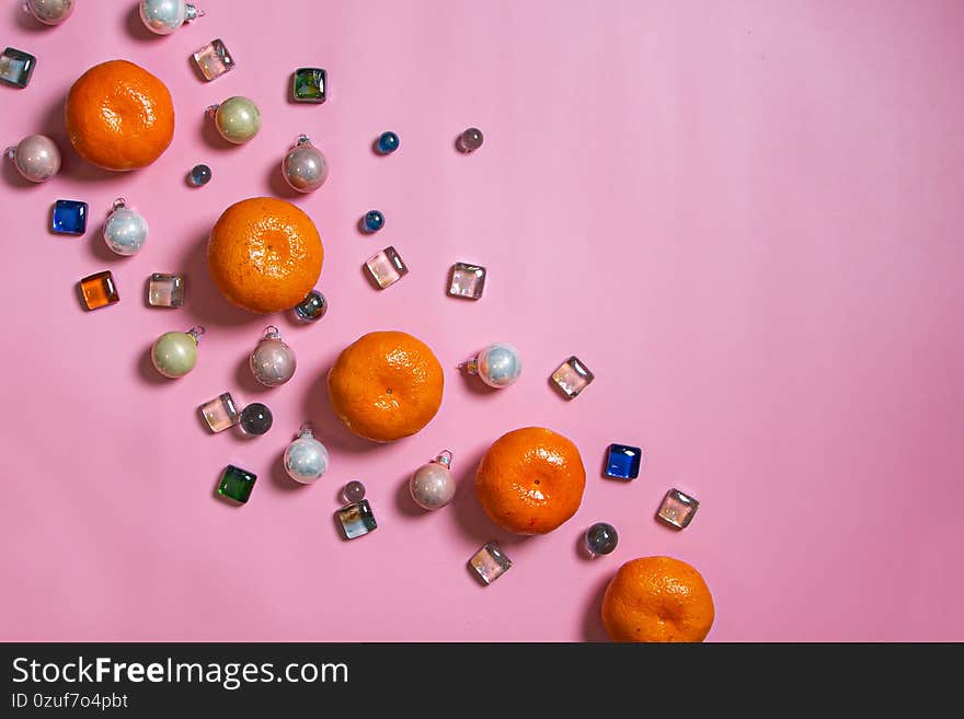 Christmas composition decorations on a background. Christmas concept.