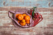 Christmas Composition Decorations On A Background. Christmas Concept. Stock Image