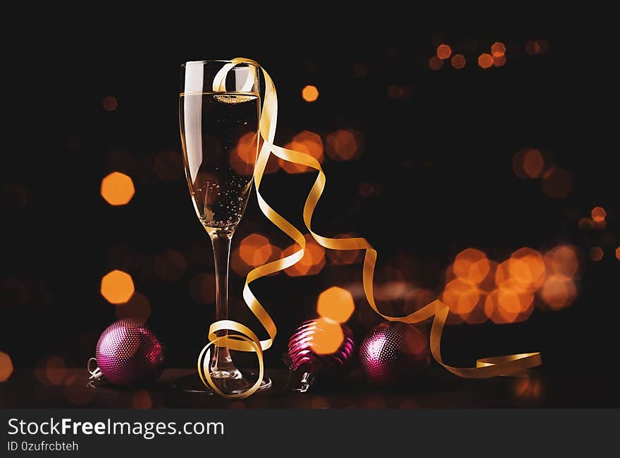 Champagne on a festive bokeh