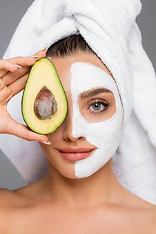 Woman With Towel On Head And Royalty Free Stock Images