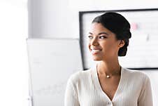 African American Woman Looking Away While Stock Image