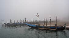 Gondolas In Venice In The Mist Royalty Free Stock Photography