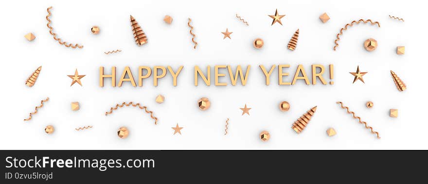 Illustration with Happy New Year greetings and new year figures