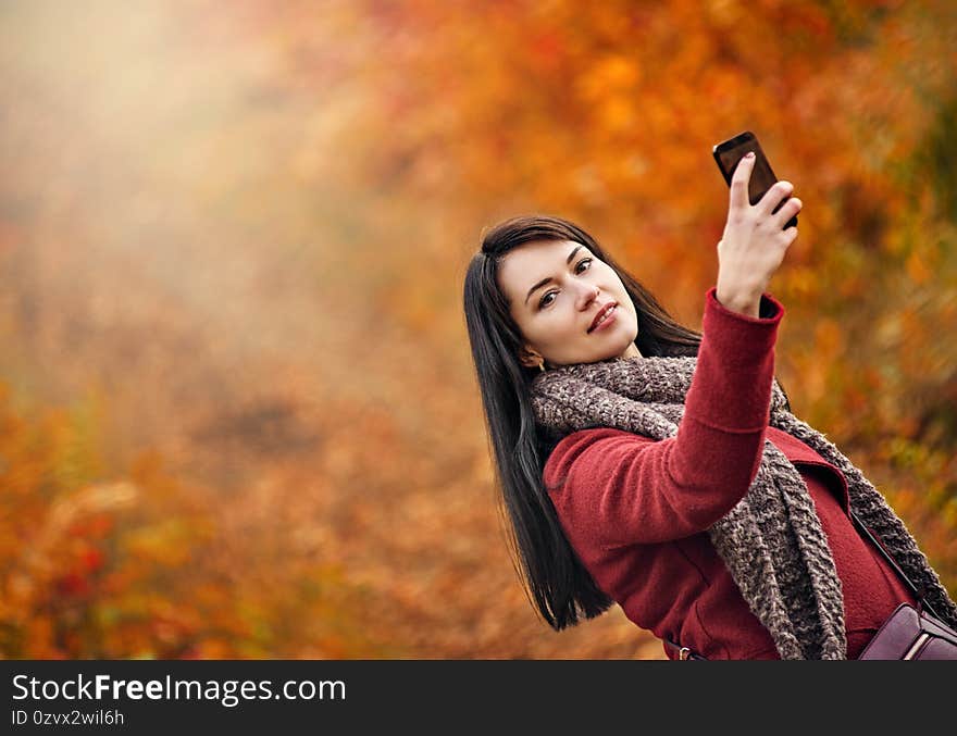 Selfie in autumn park