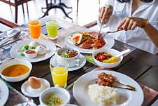 Eat Set Of Breakfast At Restaurant Royalty Free Stock Photography