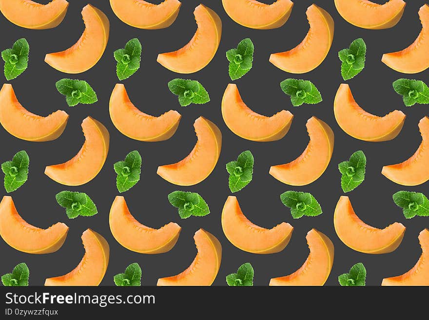 Pattern of fresh fruits isolated on creative colored texture