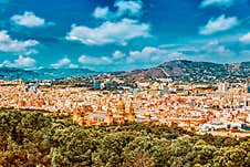 Panorama On Barcelona City From Montjuic Castle.Catalonia. Spain Royalty Free Stock Photo