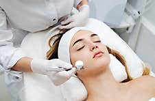 Woman Getting Face Beauty Treatment In Medical Spa Center Stock Image