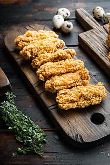 Fried Chicken Wings On Dark Wooden Background Royalty Free Stock Photo