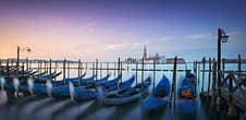 Venice Lagoon, San Giorgio Church And Gondolas At Sunrise. Italy Stock Photos