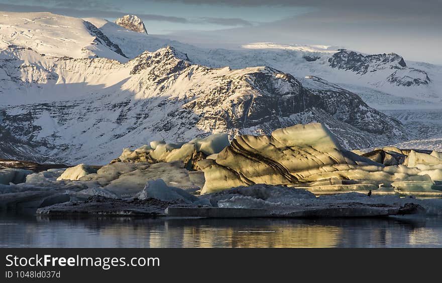 Iceland, Jokulsarlon Glacier Lagoon, Icebergs floating in amazing outdoor landscape