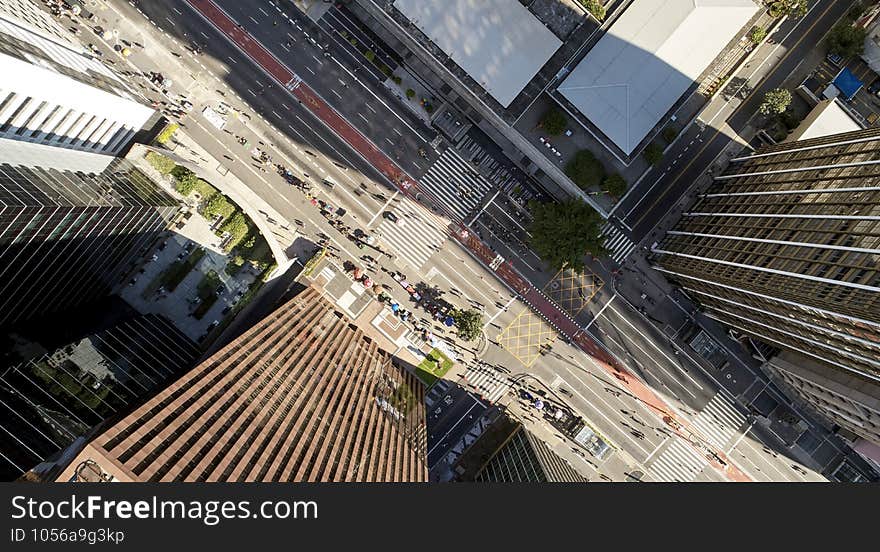 Aerial view Avenida Paulista in Sao Paulo city