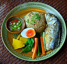 Thai Traditional Food, Mackerel, Chili Paste, Vegetables, Eggs, Healthy Food For Life Stock Image