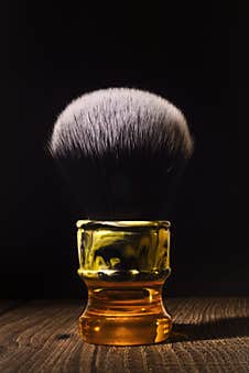 Posh Shaving Brush For Classic Shaving On A Rustic Background Royalty Free Stock Photo