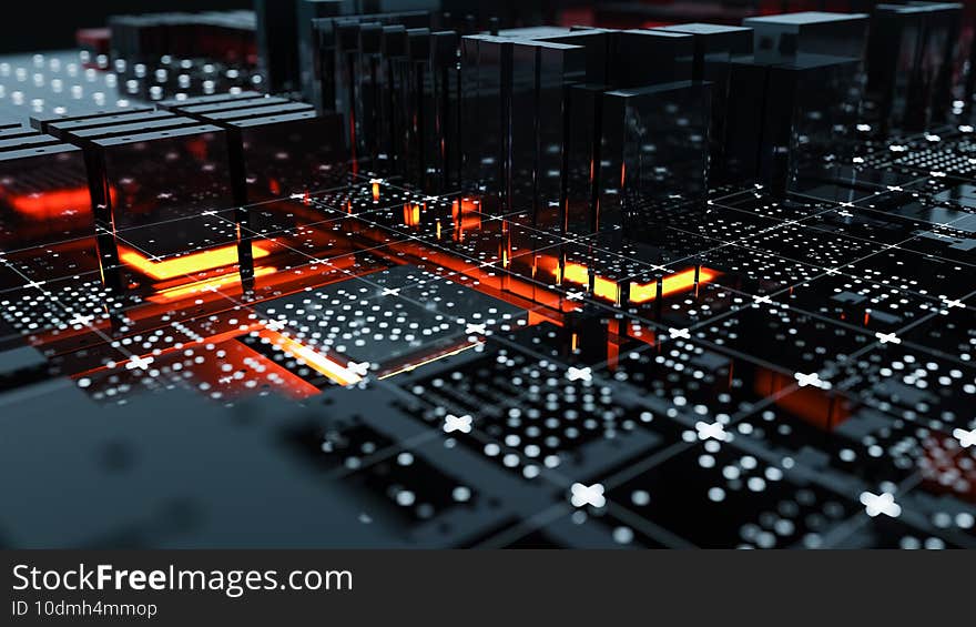 Abstract Central Computer Processors Concept. 3D illustration