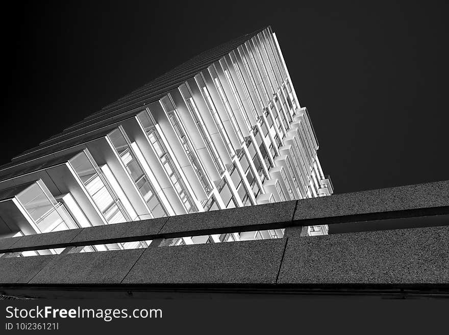 Apartment building in the late November sun in monochrome