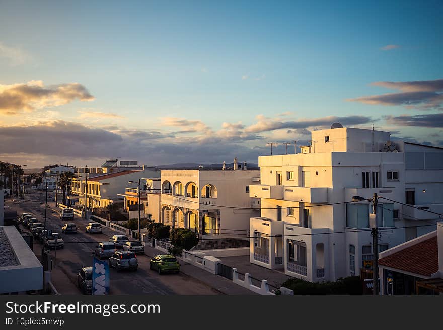 Sunset in a small town in Portugal