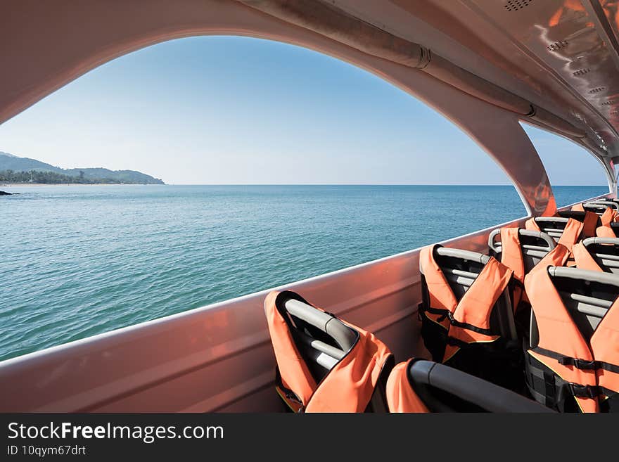 Empty seat on speed boat