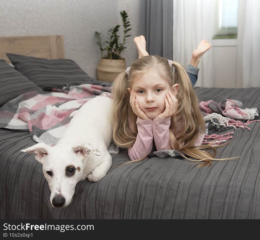 Portrait girl with pet