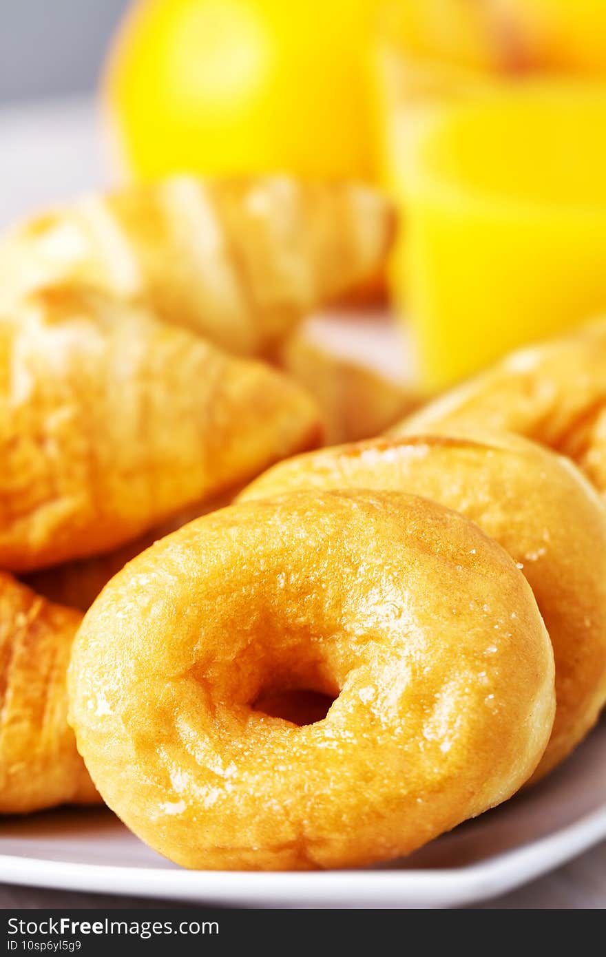 Selection of Breakfast Pastries on a plate. High quality photo.