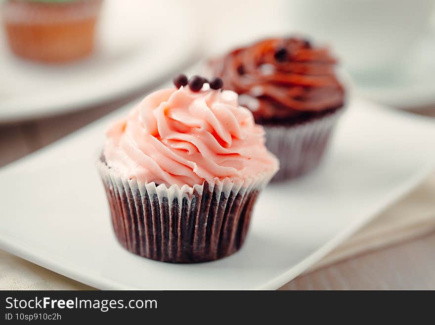 Selection of Colored Cupcakes. High photo quality