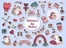 Set Of Valentine`s Day Stickers Royalty Free Stock Image