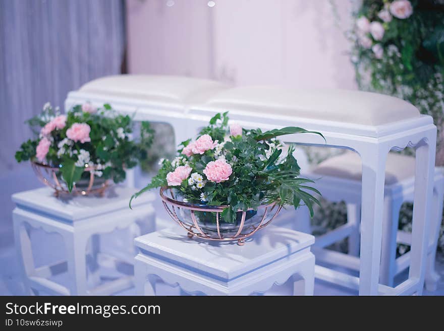 Traditional Thai Wedding ceremony atmosphere decoration and artifact