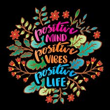 Positive Mind, Positive Vibes, Positive Life. Hand Lettering. Stock Photo