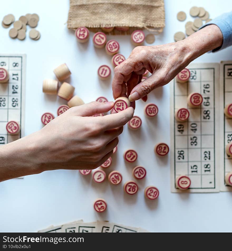 Lotto Family Board Game. Play at home on a cold winter day or in a new pandemic environment. The view from the top