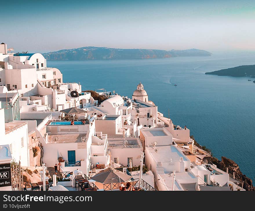 Santorini sunset with travel vibes