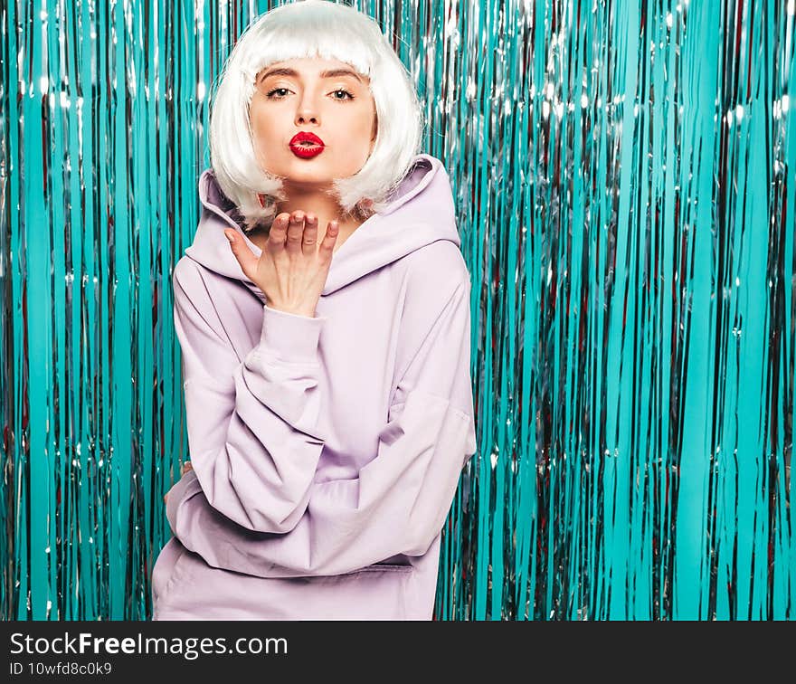 Portrait of beautiful woman posing in studio