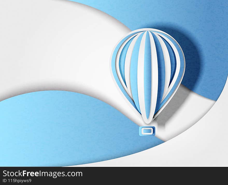 Vector illustration of a balloon in minimal style on an abstract background. Paper cut.