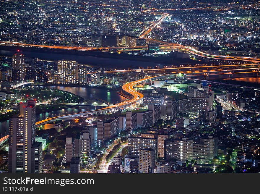 Tokyo city skyline at night