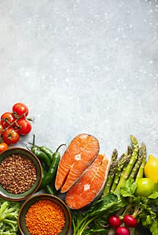 Fresh Healthy Food Concept Or Background With Copy Space For A Text Stock Photos