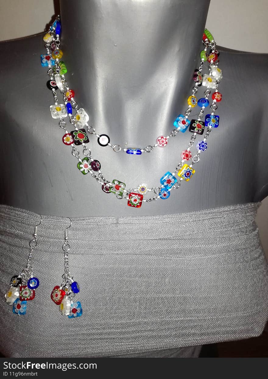 Glass Vitralia jewelry set handmade unique 4