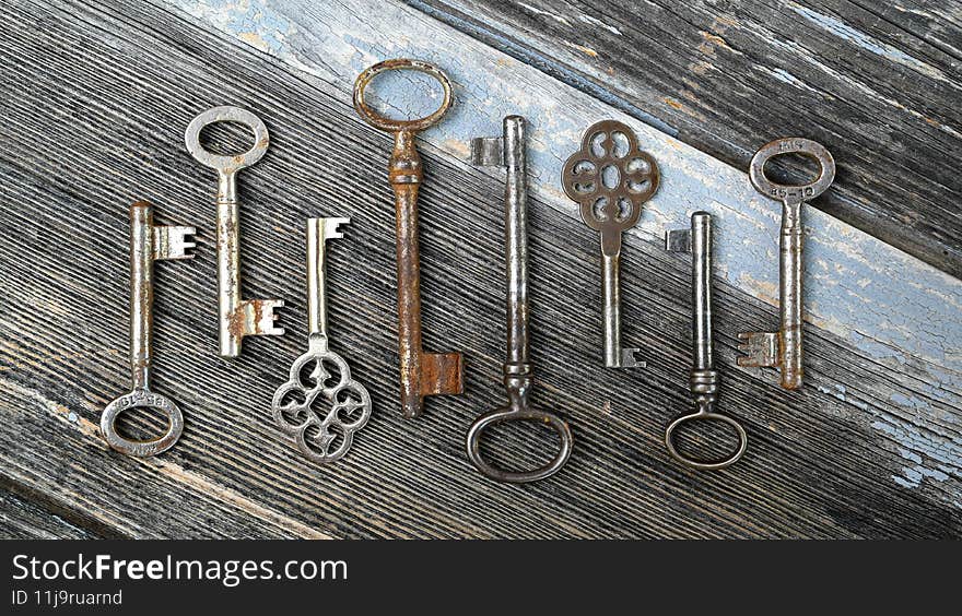 Many Old Keys On An Old Door
