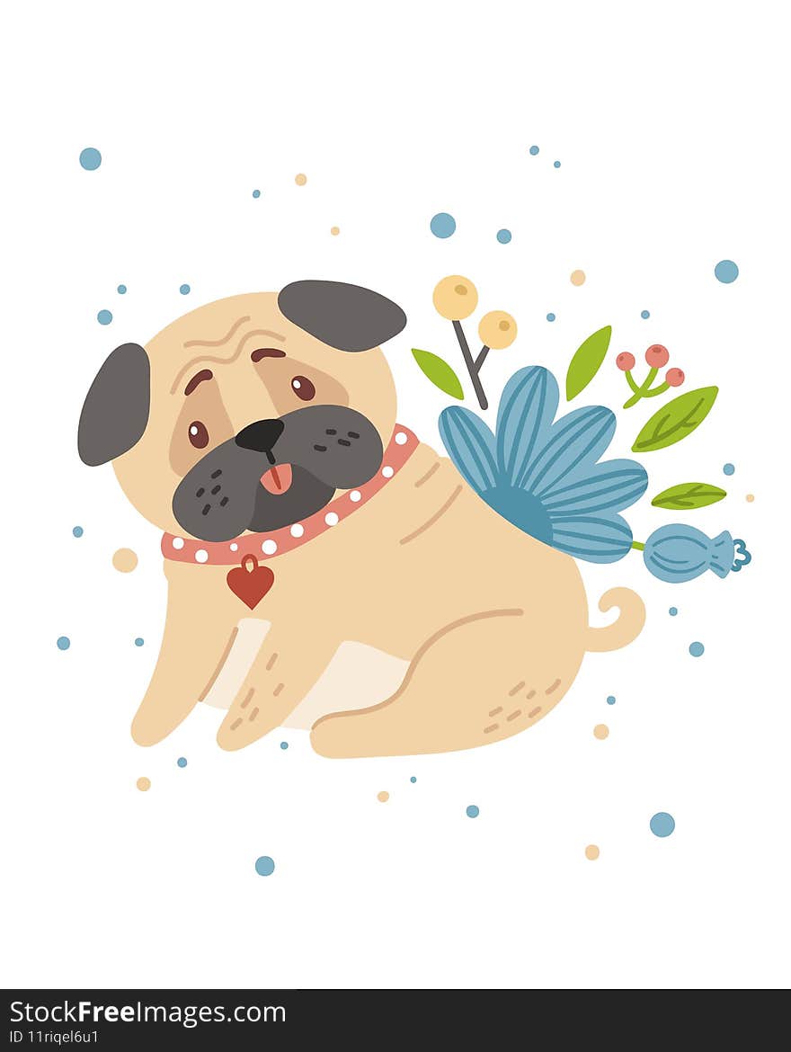 Baby pugs kids pre made poster template, Dog or puppy and spring flowers nursery card 16-20 inches, printable wall art with cartoon baby animals or pets for poster, t-shirt printing and more. Baby pugs kids pre made poster template, Dog or puppy and spring flowers nursery card 16-20 inches, printable wall art with cartoon baby animals or pets for poster, t-shirt printing and more