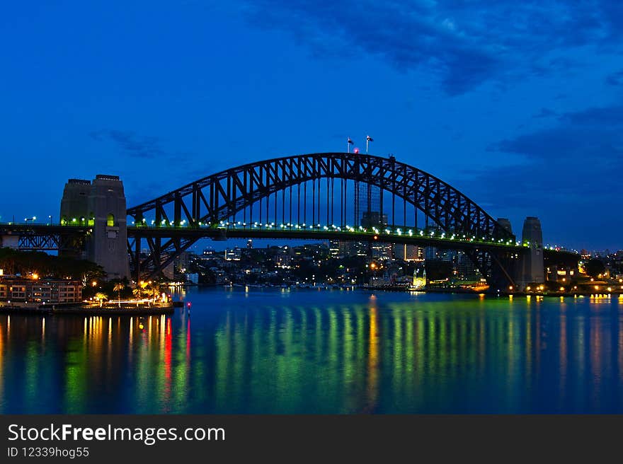 Sydney Harbour Bridge At Dusk, Australia