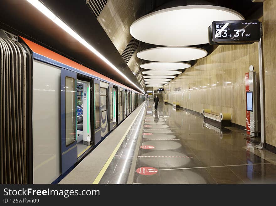 Opened in March 2020. The main colors in the station`s decoration are beige, yellow, black and gray; the main feature is the reflective dome shades. Opened in March 2020. The main colors in the station`s decoration are beige, yellow, black and gray; the main feature is the reflective dome shades.