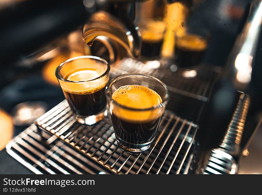 Espresso in a mug from a home maker