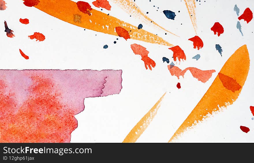Bright Watercolor Blots On Watercolor Paper. Abstract Hand Drawn Backdrop. Creative Colorful Watercolour Illustration On White Background. Space For Text. Bitmap Illustration. Bright Watercolor Blots On Watercolor Paper. Abstract Hand Drawn Backdrop. Creative Colorful Watercolour Illustration On White Background. Space For Text. Bitmap Illustration