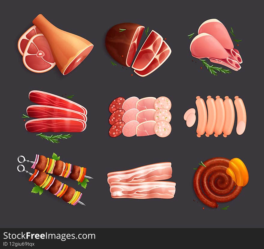 Meat Products Icon Set