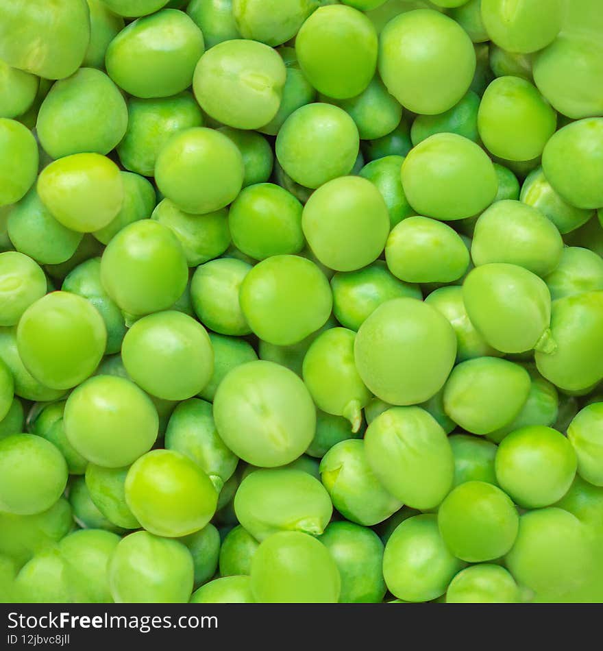 Green Peas. Fresh Pea background. Raw legume, beans Top view..