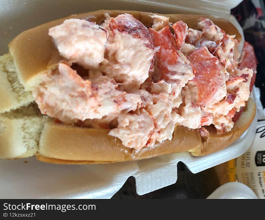 Big juicy lobster roll, a new england favorite