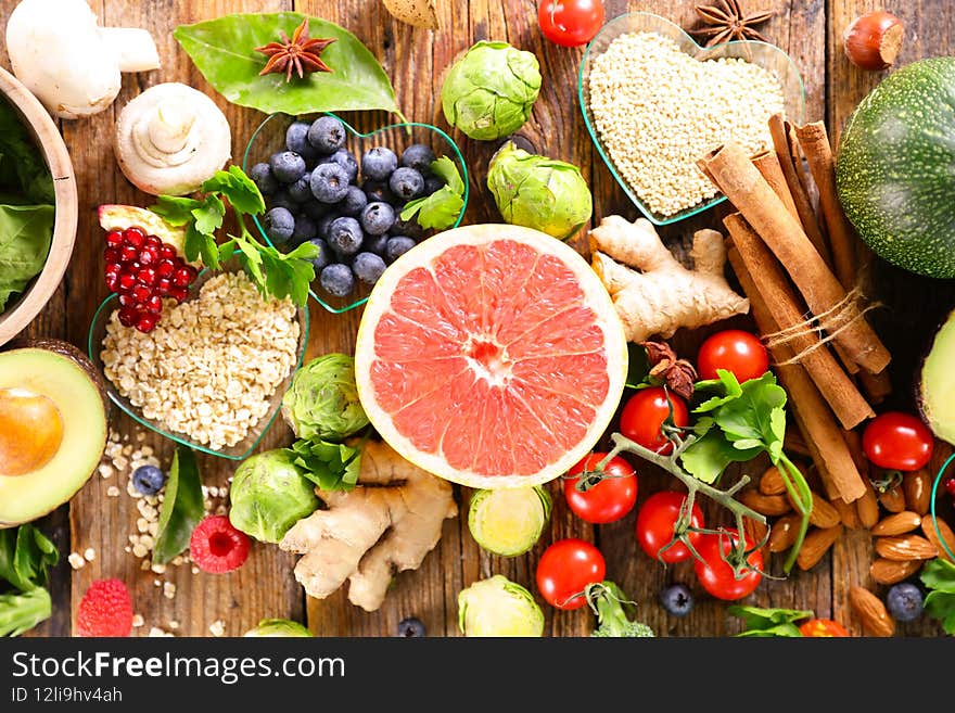 Health food selection- top view