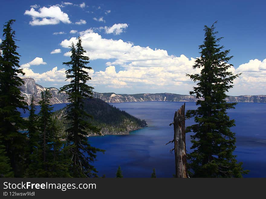 Crater Lake on a sunny day